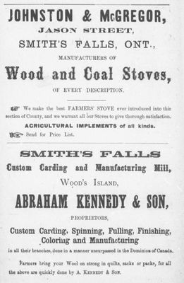 Smiths Falls advertising, Counties of Carleton, Lanark, Prescott, Russell and Ottawa directory: 1884