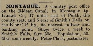 Montague description, Ontario gazetteer and business directory 1888-89