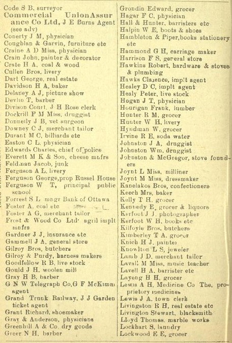 Smiths Falls description, Province of Ontario gazetteer and directory, 1910-11