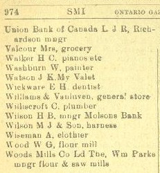 Smiths Falls business owners listing, Province of Ontario gazetteer and directory, 1910-11