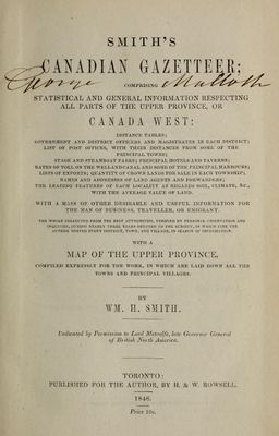 Smith's Canadian gazetteer, 1846