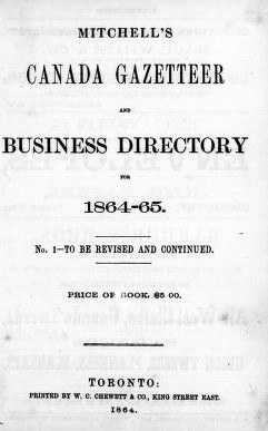 Mitchell's Canada gazetteer and business directory for 1864-65