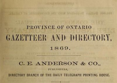 The Province of Ontario gazetteer and directory, 1869
