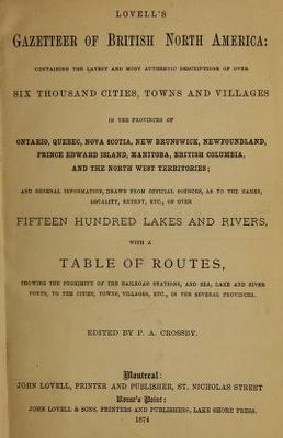 Lovell's Gazetteer of British North America, 1873