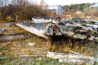 Allingue retiréee de la rivière Sturgeon / Boom logs pulled from the Sturgeon River