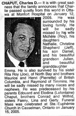 Nécrologie / Obituary Charles D. Chaput