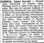 Nécrologie / Obituary Robert Kenneth Dubreuil