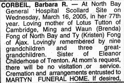 Nécrologie / Obituary Barbara R. Corbeil