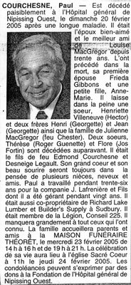 Nécrologie / Obituary Paul Courchesne