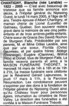 Nécrologie / Obituary Blanche Chantigny (née Larabie)