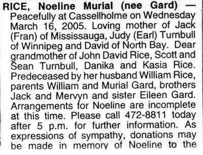 Nécrologie / Obituary Noeline Murial Rice (née Gard)