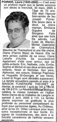 Nécrologie / Obituary Laura Poirier