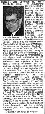 Nécrologie / Obituary Cleo Hebert