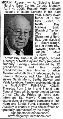 Nécrologie / Obituary Russell Morin