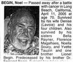 Nécrologie / Obituary Noel Begin