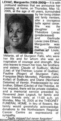 Nécrologie / Obituary Marguerite Levac