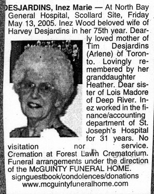 Nécrologie / Obituary Inez Marie Desjardins