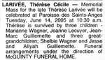 Nécrologie / Obituary Thérese Cécile Larivée