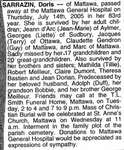 Nécrologie / Obituary Doris Sarrazin