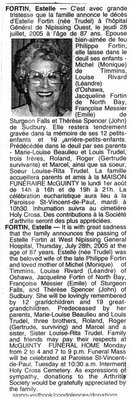 Nécrologie / Obituary Estelle Fortin