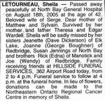 Nécrologie / Obituary Sheila Letourneau