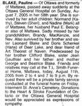 Nécrologie / Obituary Pauline Blake
