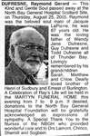 Nécrologie / Obituary Raymond Gerard Dufresne