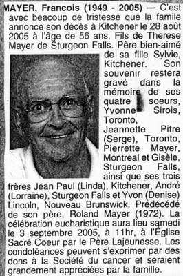 Nécrologie / Obituary Francois Mayer