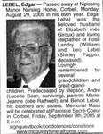 Nécrologie / Obituary Edgar Lebel