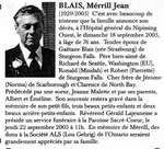 Nécrologie / Obituary Mérrill Jean Blais