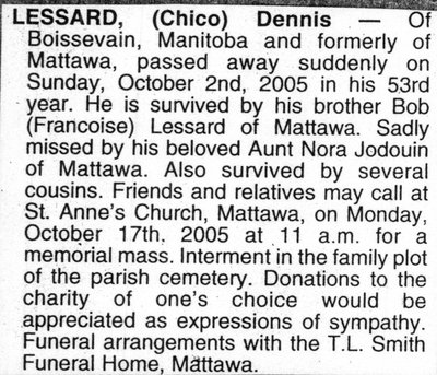 Nécrologie / Obituary &quot;Chico&quot; Dennis Lessard