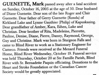 Nécrologie / Obituary Mark Guenette