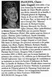 Nécrologie / Obituary Claire Plouffe (née Gagné)