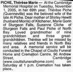 Nécrologie / Obituary Thérèse Marie Piche (née Quenneville)