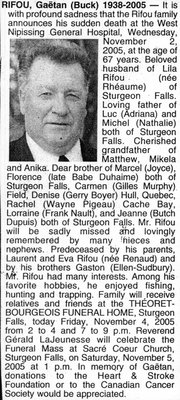 Nécrologie / Obituary Gaëtan &quot;Buck&quot; Rifou