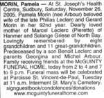 Nécrologie / Obituary Pamela Morin (née Arbour)