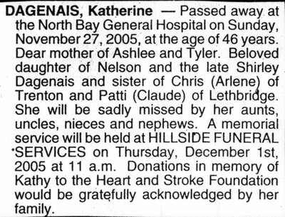 Nécrologie / Obituary Katherine Dagenais