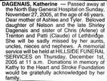 Nécrologie / Obituary Katherine Dagenais