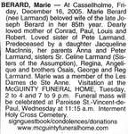 Nécrologie / Obituary Marie Berard (née Liard)