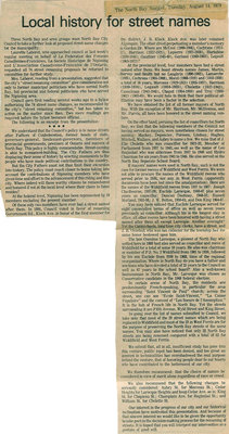 Découpures de journaux concernant noms français de rues / Newspaper clippings concerning French street names