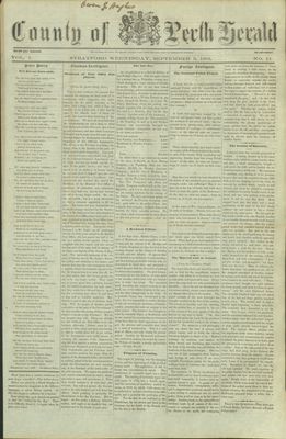 County of Perth Herald (Stratford), 9 Sep 1863