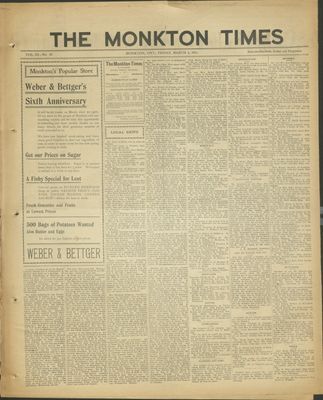 Monkton Times, 3 Mar 1911