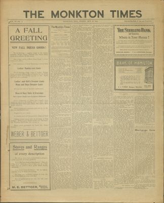 Monkton Times, 27 Oct 1911