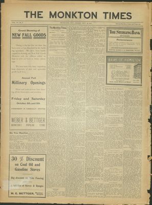 Monkton Times, 18 Oct 1912