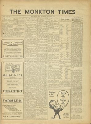 Monkton Times, 22 Aug 1918