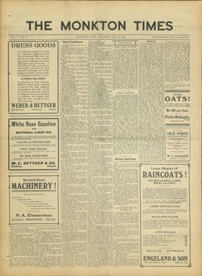 Monkton Times, 22 Apr 1920