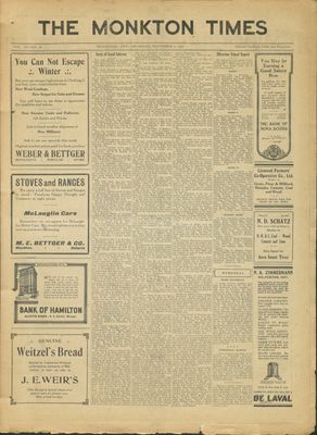 Monkton Times, 4 Nov 1920