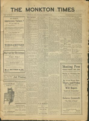 Monkton Times, 23 Dec 1920