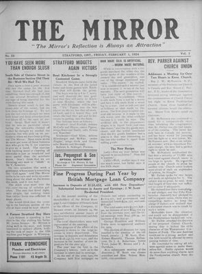 Stratford Mirror, 1 Feb 1924