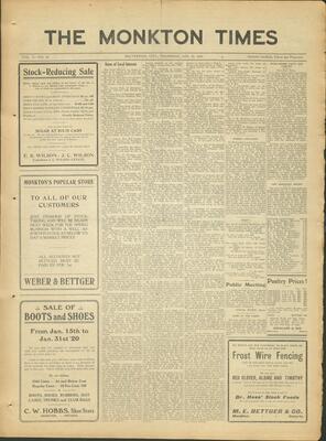 Monkton Times, 29 Jan 1920